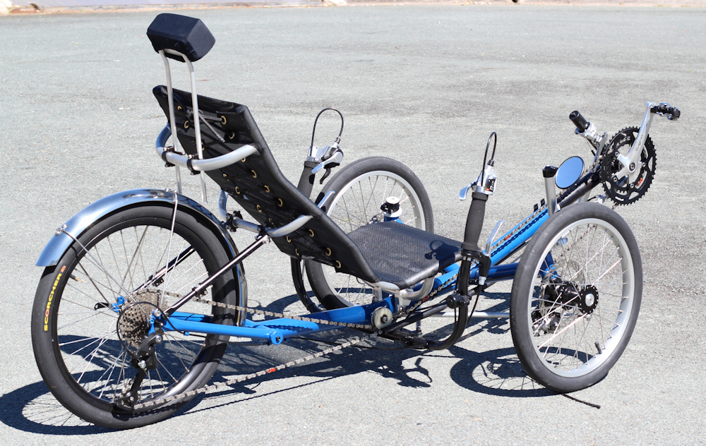 small blue recumbent trike lg