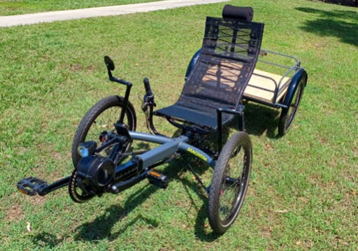 Recumbent cargo quad cycle front view