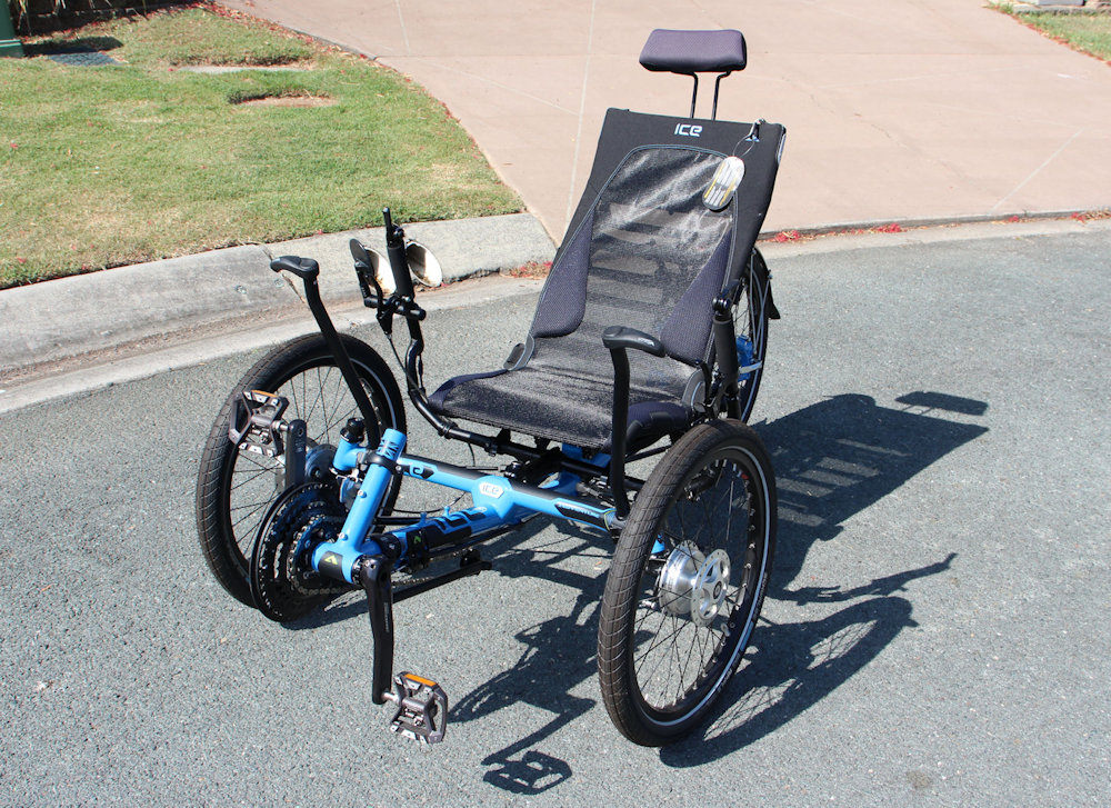 ICE Adventure recumbent trike front left view