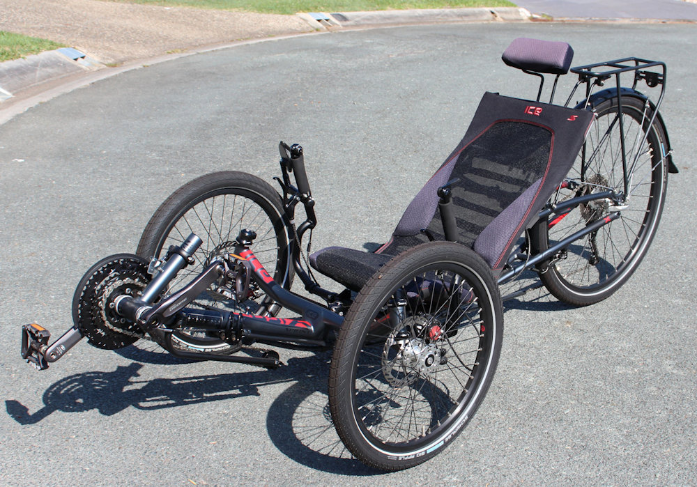 ICE Sprint X Tour recumbent trike front left view
